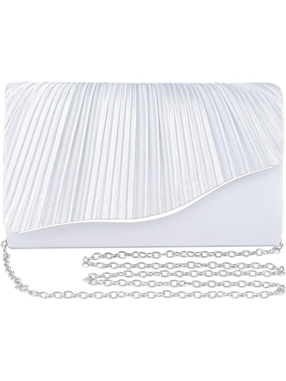 👜 Women's White Elegant Satin Formal Purses Evening Cocktail Prom Clutch